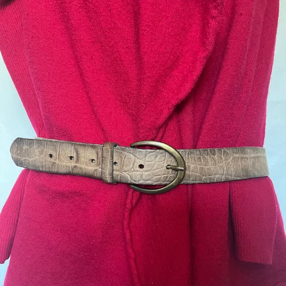 VANZETTI BY BGM Croco Embossed Leather Womens Belt Sz 95 =38 Brown German Y2k - Picture 2 of 10